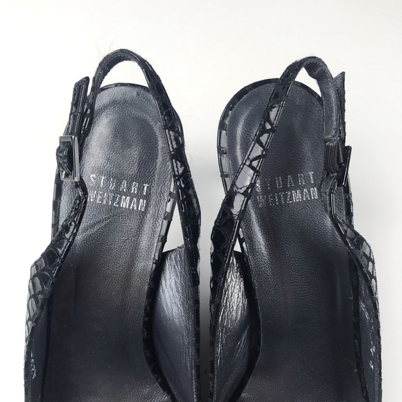 Stuart Weitzman Black Pointy Toe Slingback Pumps - Picture 2 of 7